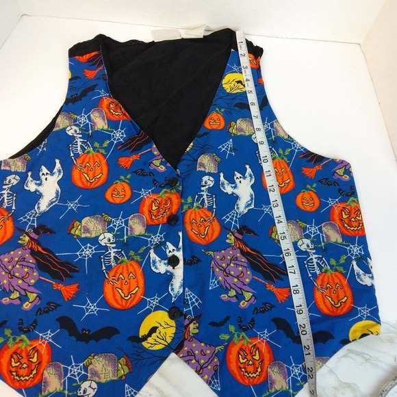 VTG BASIC EDITIONS SZ X(1x) HALLOWEEN VEST GHOST JACK-O-LANTERN - Picture 7 of 7